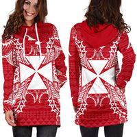 Wallis And Futuna Polynesian Hoodie Dress Map Red White - Polynesian Pride