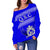 Queen Salote College Women's Off Shoulder Sweater Blue - Polynesian Pride