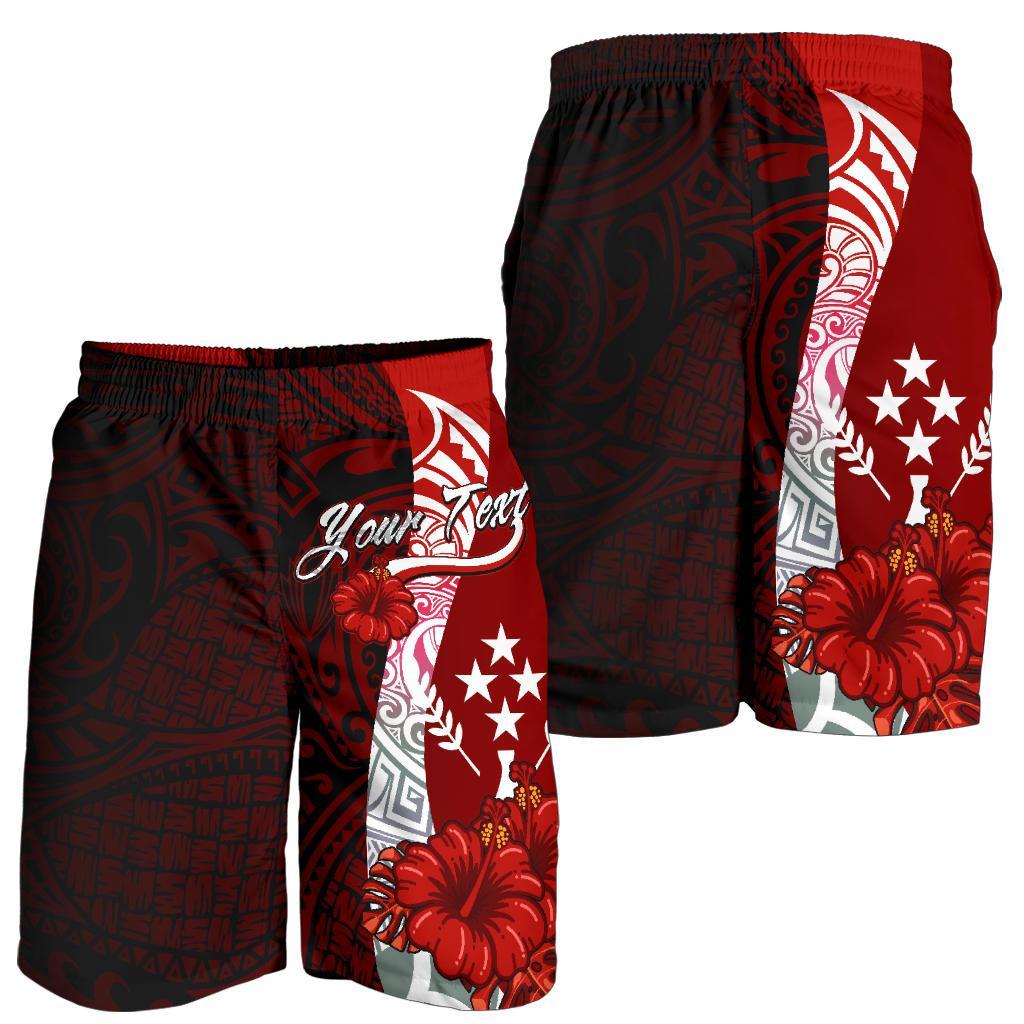 Kosrae Polynesian Custom Personalised Men's Shorts - Coat Of Arm With Hibiscus - Polynesian Pride