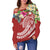 The Philippines Women's Off Shoulder Sweater - Summer Plumeria (Red) - Polynesian Pride