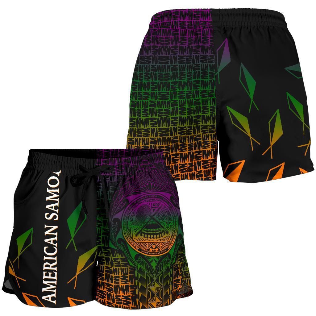 American Samoa Women's Shorts - AS Seal Rocket Style Women Black - Polynesian Pride