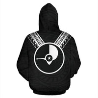 Yap All Over Zip up Hoodie Black Sailor Style - Polynesian Pride