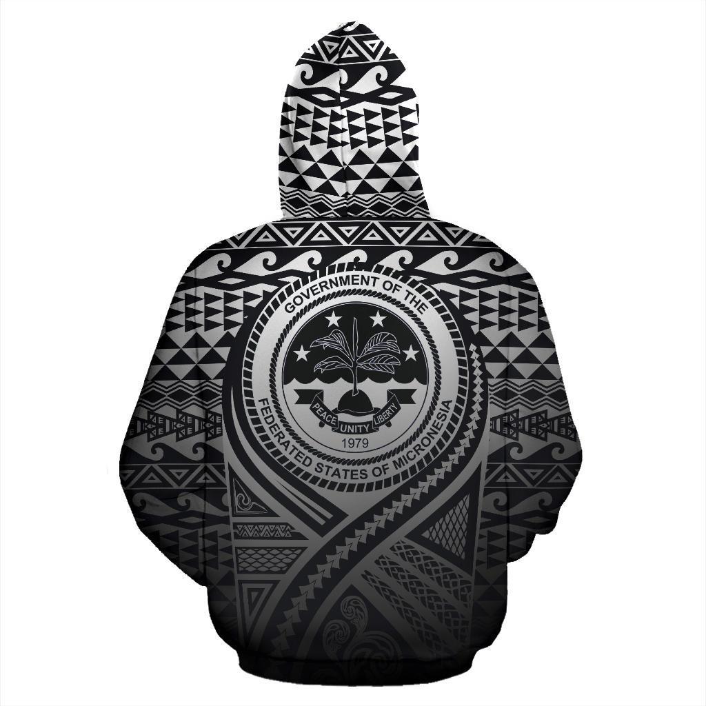 Federated States of Micronesia All Over Zip up Hoodie Lift up Black - Polynesian Pride