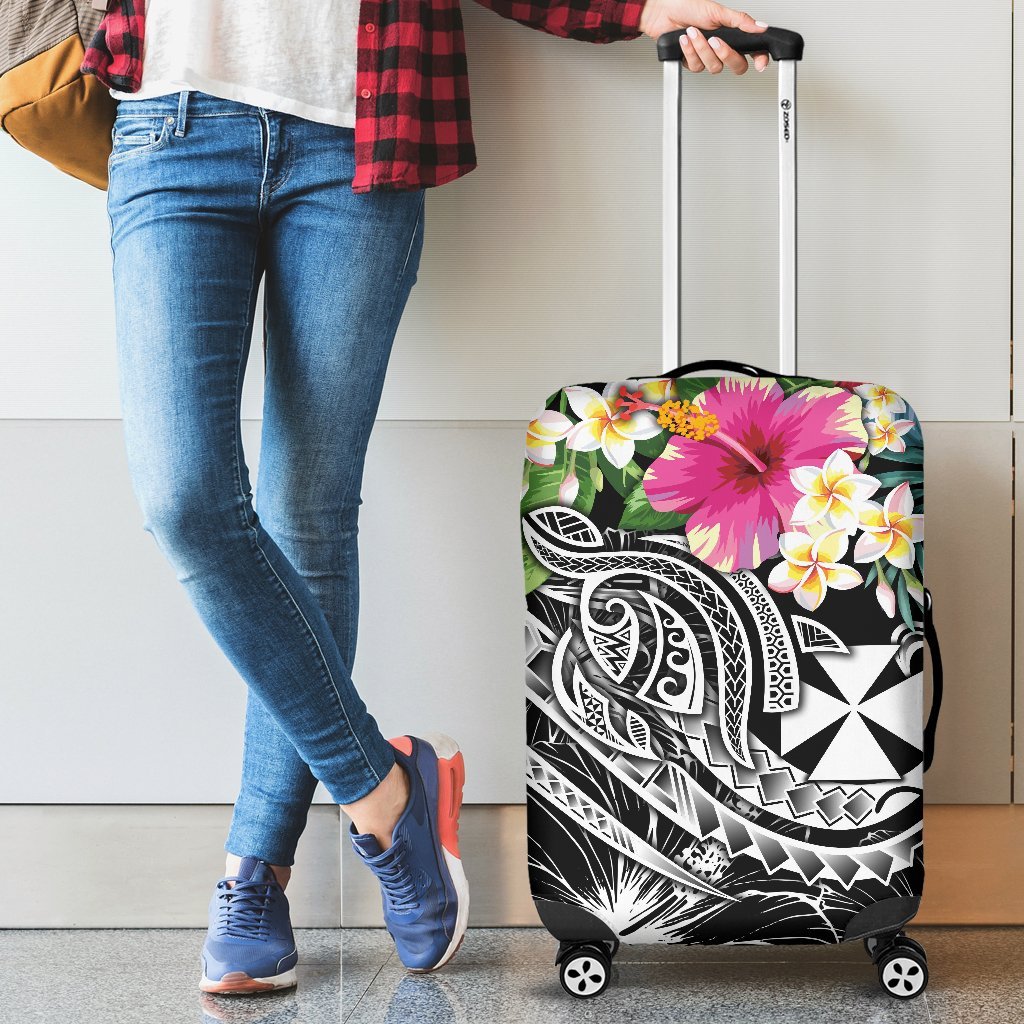 Wallis and Futuna Polynesian Luggage Covers - Summer Plumeria (Black) Black - Polynesian Pride