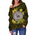 American samoa Women's Off Shoulder Sweater - Ylang Ylang Flowers - Polynesian Pride