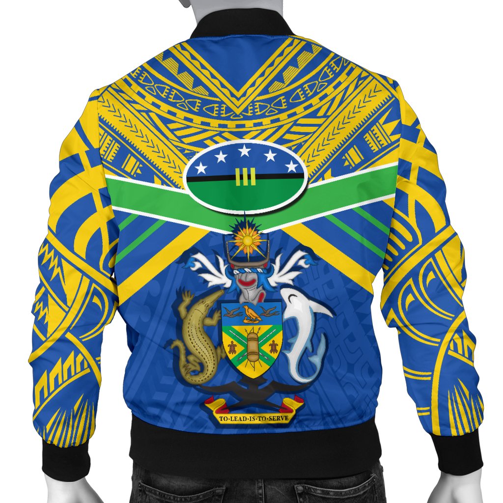 Solomon Islands Men Bomber Jacket Simple Coat Of Arms Rugby - Polynesian Pride