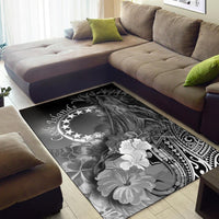 Cook Islands Area Rug - Humpback Whale with Tropical Flowers (White) - Polynesian Pride