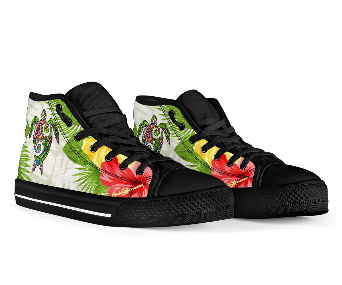 Polynesian Hawaii High Top Shoes Turtle Colorful - Polynesian Pride