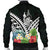 New Caledonia Men's Bomber Jacket - New Caledonia Coat of Arms & Polynesian Tropical Flowers White - Polynesian Pride