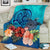 Turtle Polynesian Premium Blanket Hibiscus Polynesian Blue - Polynesian Pride