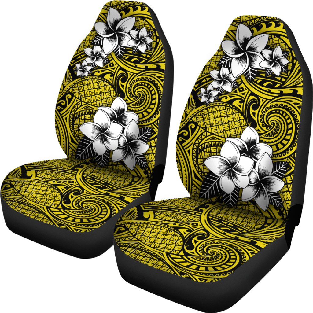 Hawaii Car Seat Covers - Tribe Plumeria Yellow Universal Fit Yellow - Polynesian Pride