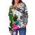 Chuuk Custom Personalised Women's Off Shoulder Sweater White - Turtle Plumeria Banana Leaf - Polynesian Pride