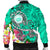 Hawaii Polynesian Men's Bomber Jacket - Hawaii Seal With Turtle Plumeria (Turquoise) - Polynesian Pride