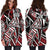 New Caledonia Women's Hoodie Dress - Tribal Flower Special Pattern Red Color Red - Polynesian Pride