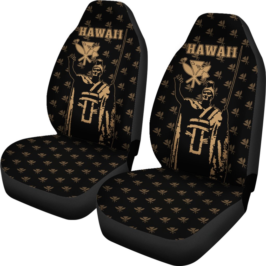 Hawaii King Kanaka Maoli Golden Car Seat Covers Universal Fit White - Polynesian Pride