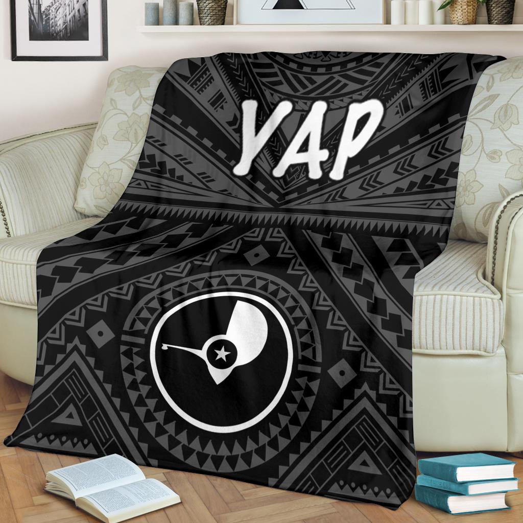 Yap Premium Blanket - Yap Seal With Polynesian Tattoo Style White - Polynesian Pride