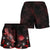 Marshall Islands Polynesian Women's Shorts - Turtle With Blooming Hibiscus Red - Polynesian Pride