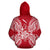 New Caledonia Polynesian All Over Zip up Hoodie Map Red White - Polynesian Pride