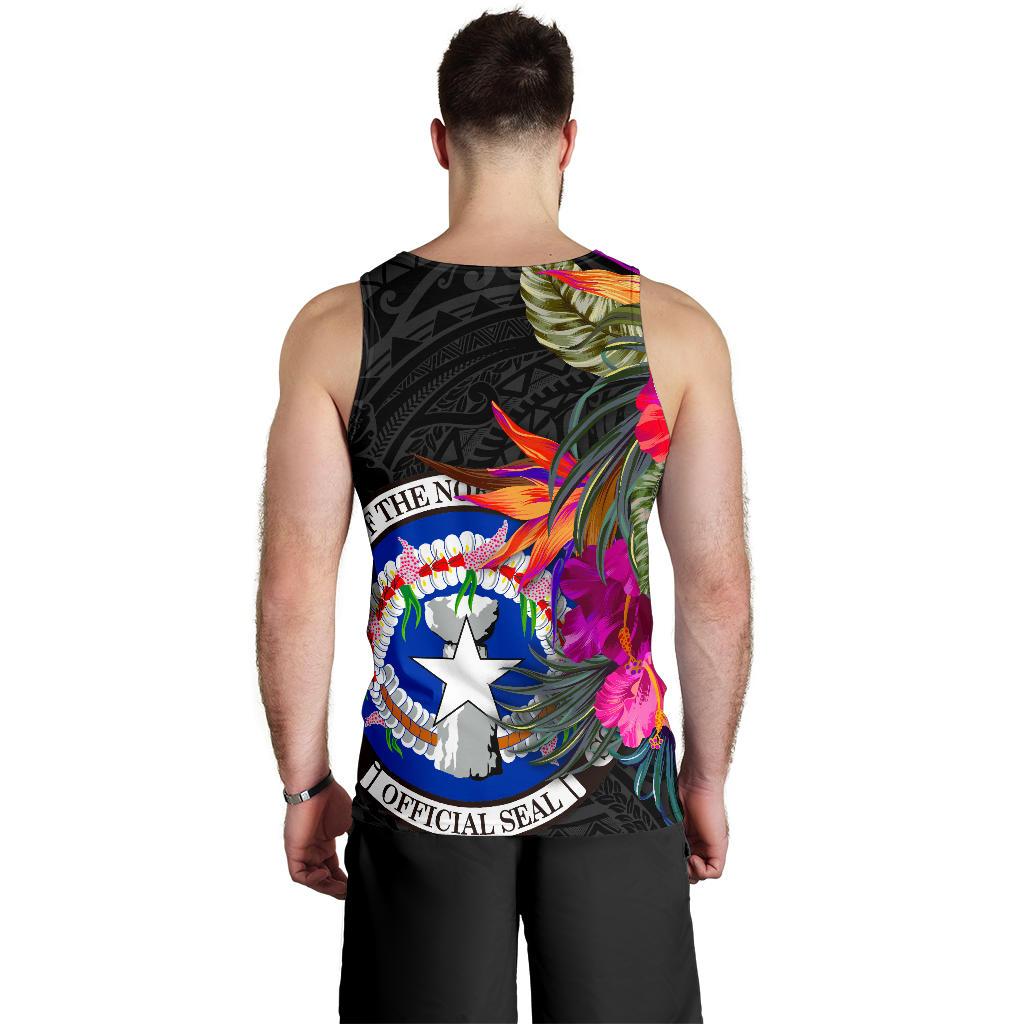 Northern Mariana Islands Men's Tank Top - Saipan Hibiscus Polynesian Pattern - Polynesian Pride
