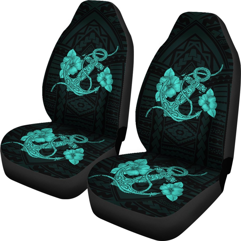 Anchor Turquoise Poly Tribal Car Seat Covers Universal Fit Turquoise - Polynesian Pride