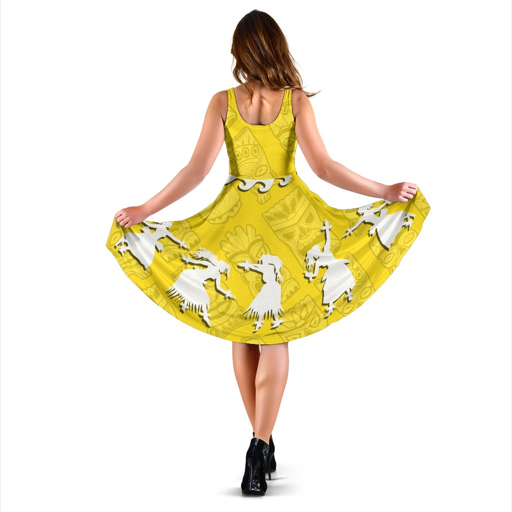 Hawaiian Hula Girls Dance in Yellow Midi Dress - Polynesian Pride