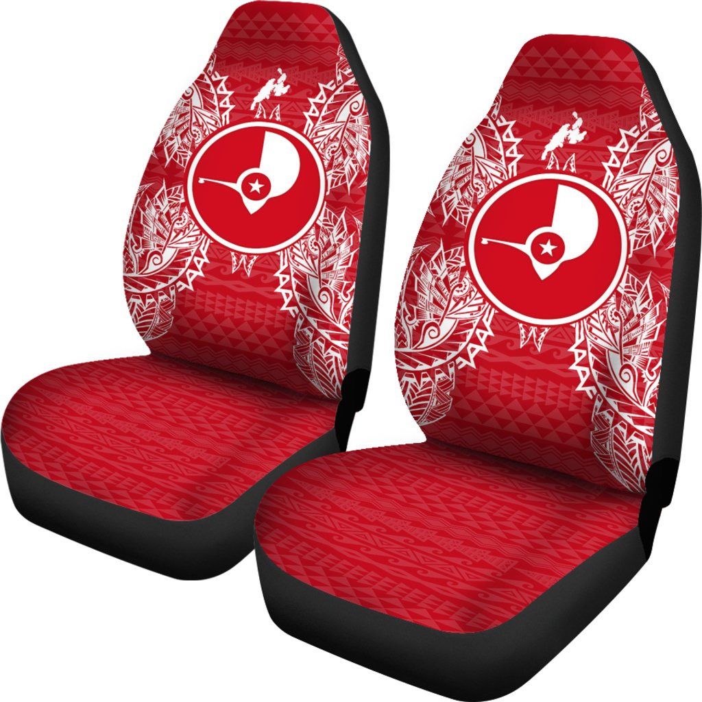 Yap Car Seat Cover - Yap Flag Map Red White - Polynesian Pride