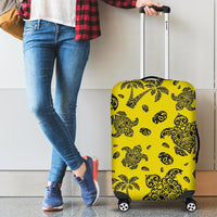 Polynesian Turtle Palm And Sea Pebbles Yellow Luggage Covers Yellow - Polynesian Pride