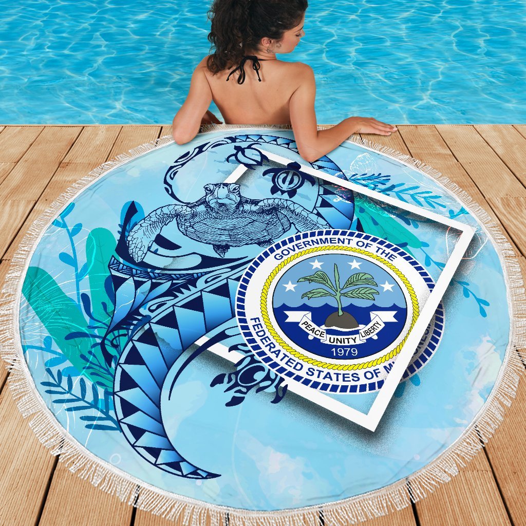 Federated States of Micronesia Beach Blanket - Turtle Under The Sea Style - Polynesian Pride
