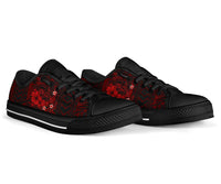 Polynesian Hawaii Low Top Shoe - Humpback Whale with Hibiscus (Red) - Polynesian Pride