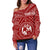 Tonga Personalised Women's Off Shoulder Sweater - Tonga Seal With Polynesian Tattoo Style (Red) - Polynesian Pride