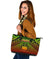 Polynesian Samoa Large Leather Tote Bag - Reggae Vintage Polynesian Patterns - Polynesian Pride