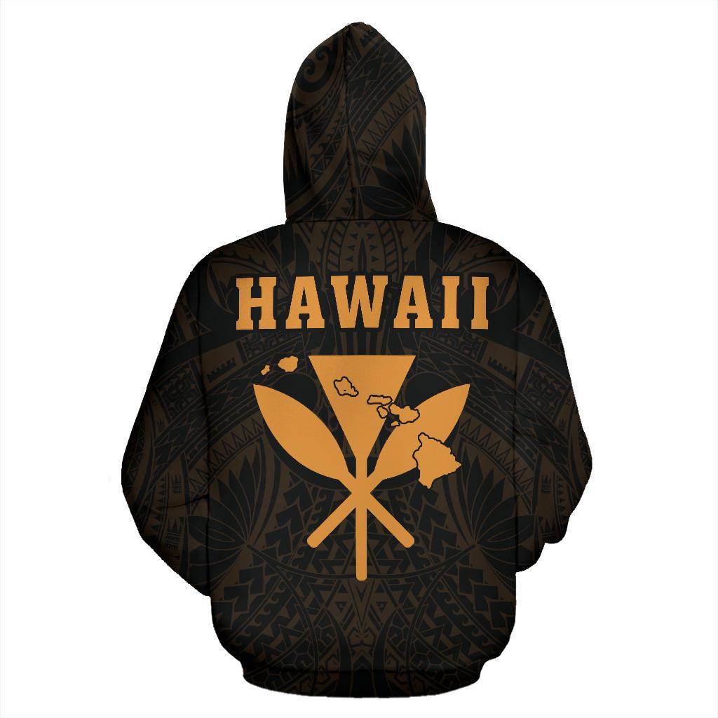Polynesian Fish Hook Kanaka Map of Hawaii Zip Hoodie - Polynesian Pride