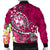 Tonga Men's Bomber Jacket - Turtle Plumeria (Pink) - Polynesian Pride