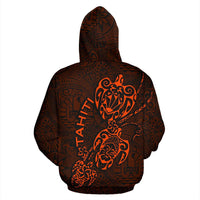 Tahiti Polynesian Family Turtles Zip up Hoodie Orange - Polynesian Pride
