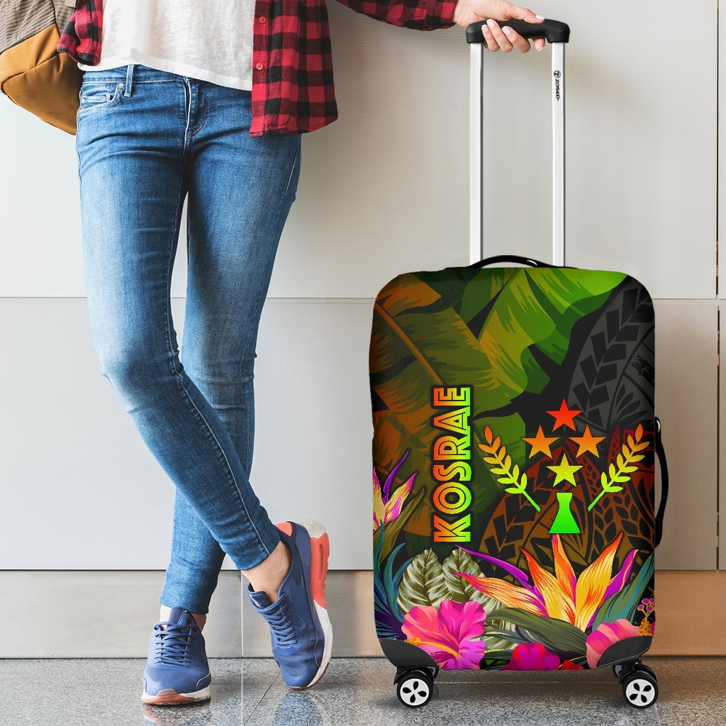 Kosrae Polynesian Luggage Cover - Hibiscus and Banana Leaves Reggae - Polynesian Pride