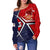 American Samoa Off Shoulder Sweater - AS Flag with Polynesian Patterns - Polynesian Pride