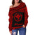 Hawaii Polynesian Women's Off Shoulder Sweater - Hawaii Pride Red Version - Polynesian Pride