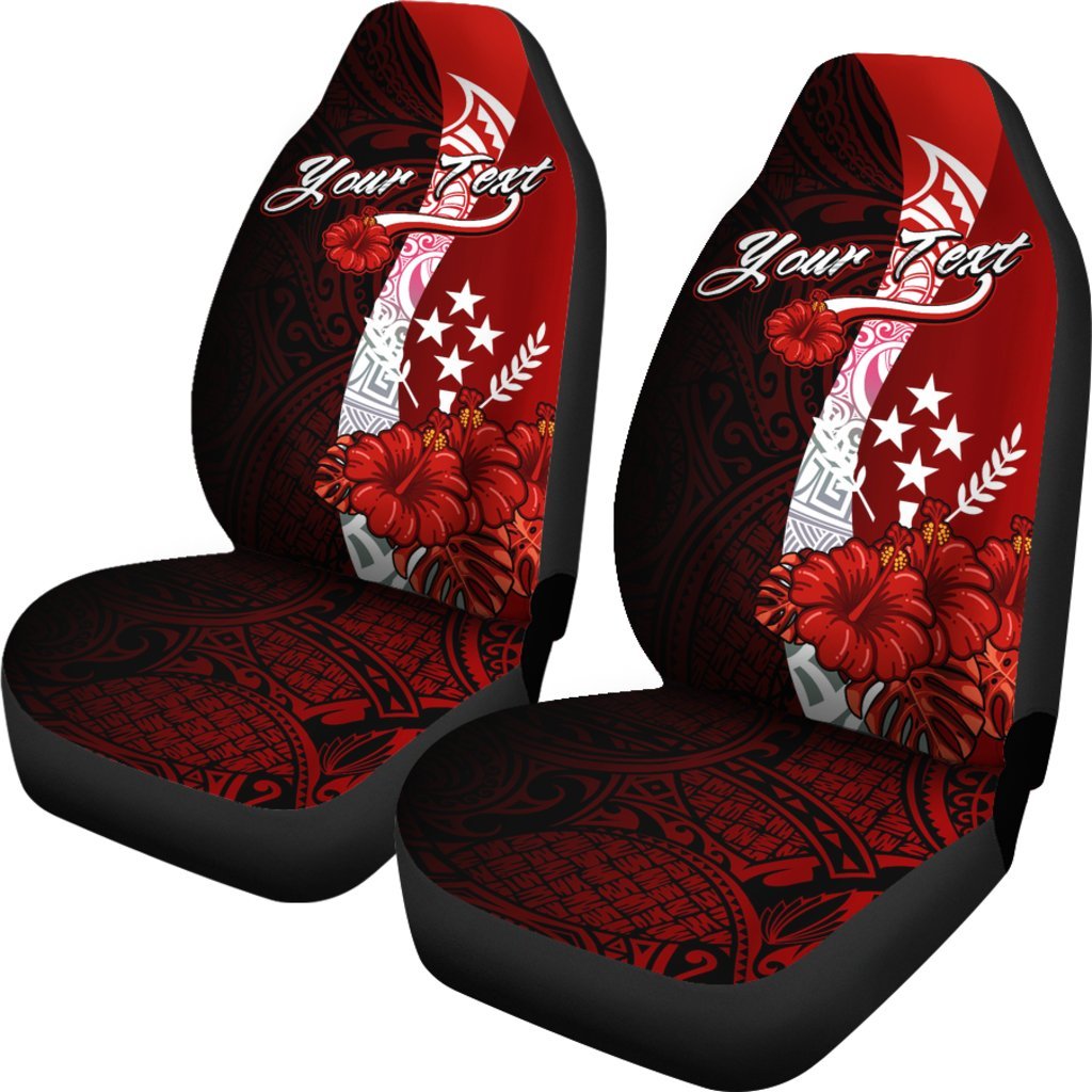 Kosrae Micronesia Custom Personalised Car Seat Covers - Coat Of Arm With Hibiscus - Polynesian Pride