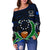 Pohnpei Special Women's Off Shoulder Sweater (Black) Z2 - Polynesian Pride