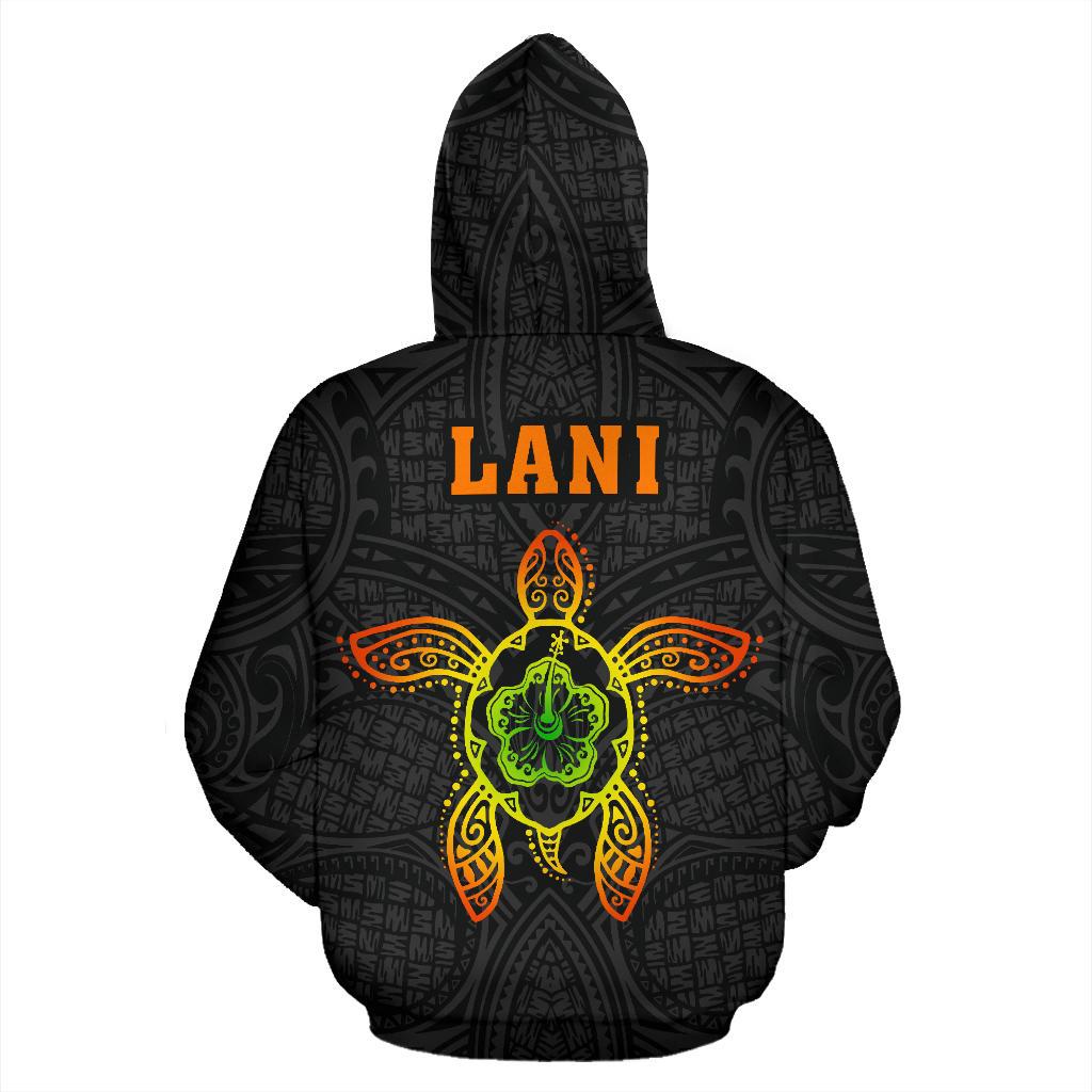 Polynesian Kakau LANI Hula Girl Turtle Hibiscus Hawaii Zip Hoodie - Polynesian Pride
