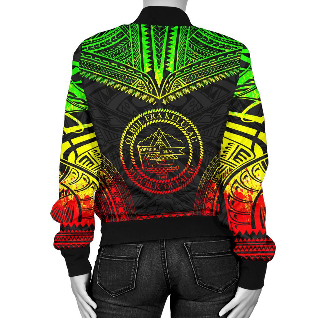 Palau Polynesian Chief Women'S Bomber Jacket - Reggae Version - Polynesian Pride