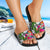 Fiji Custom Personalised Slide Sandals White - Turtle Plumeria Banana Leaf - Polynesian Pride