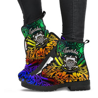 Tuvalu Learther Boots - Rainbow Polynesian Pattern - Polynesian Pride