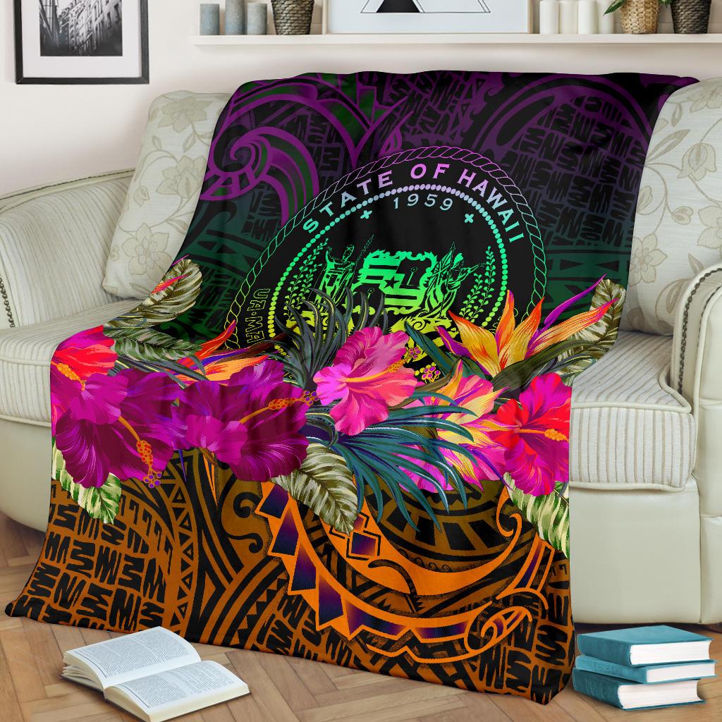 Polynesian Hawaii Premium Blanket - Summer Hibiscus - Polynesian Pride