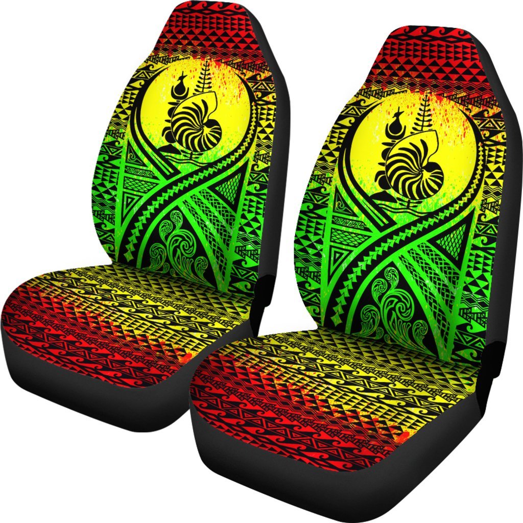 New Caledonia Car Seat Cover - New Caledonia Coat Of Arms Polynesian Tattoo Reggae - Polynesian Pride