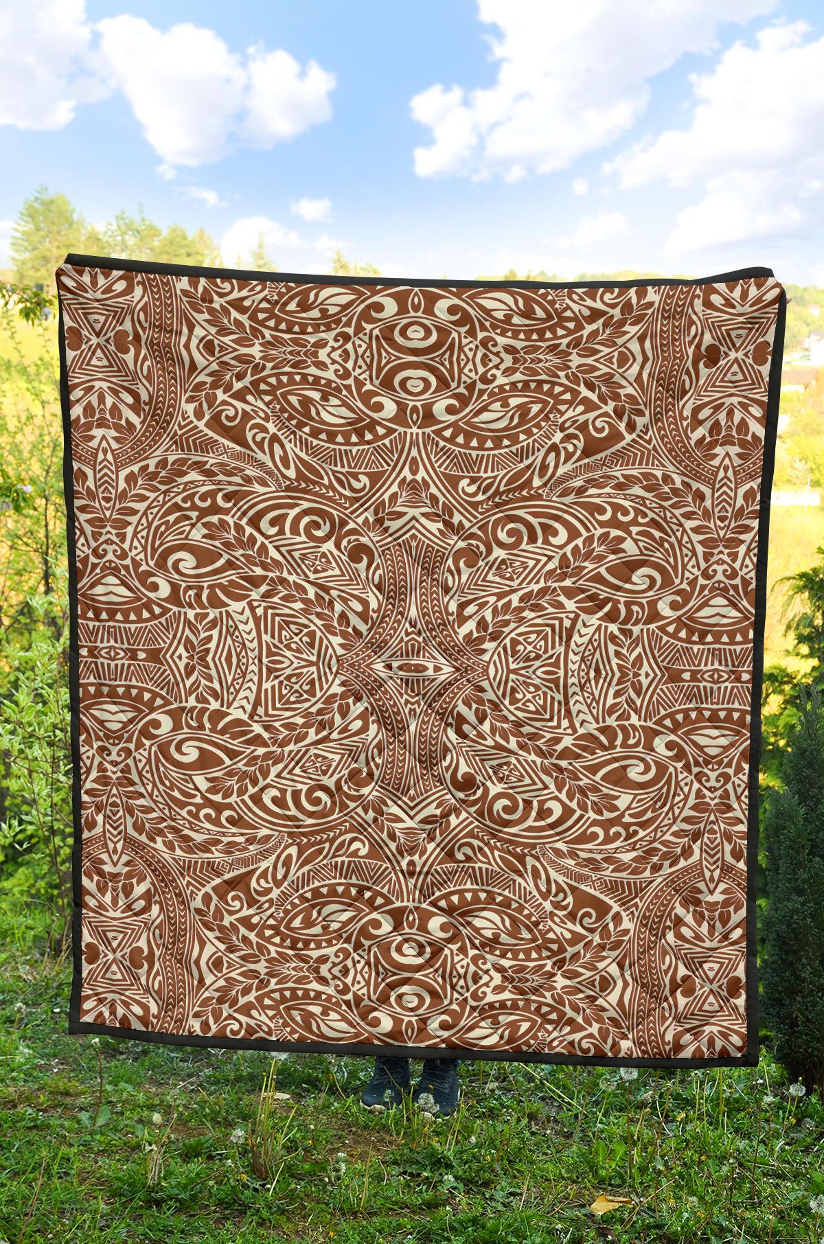 Polynesian Tribal Premium Quilt Brown - Polynesian Pride