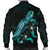 Federated States of Micronesia Polynesian Men's Bomber Jacket - Turtle With Blooming Hibiscus Turquoise - Polynesian Pride