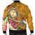 Tonga Custom Personalised Men's Bomber Jacket - Turtle Plumeria (Gold) - Polynesian Pride