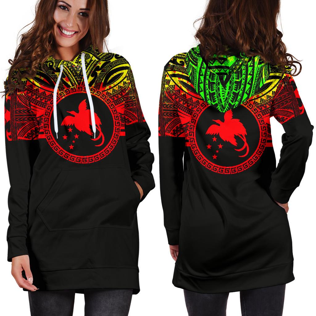 Papua New Guinea 1 Women Hoodie Dress - Papua New Guinea 1 Coat Of Arms Polynesian Reggae Color - Polynesian Pride