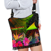 Tokelau Polynesian Personalised Crossbody Boho Handbag - Hibiscus and Banana Leaves - Polynesian Pride